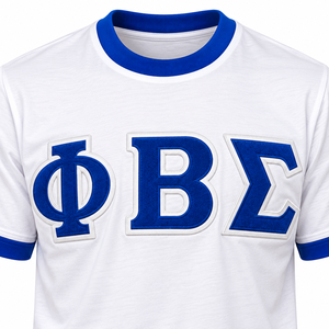 Phi Beta Sigma Ringer T <b>Shirt</b> <b>White</b> Royal Blue Trim <b>Short</b> <b>Sleeve</b> Crew Neck Greek Letter Graphic Tee Casual Collegiate Fraternity - Product Image 6