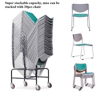 Chaise de bureau moderne en tissu, à bas prix, empilable, pliable, connectable, réglable en hauteur, pour la formation, les conférences, certifiée ISO