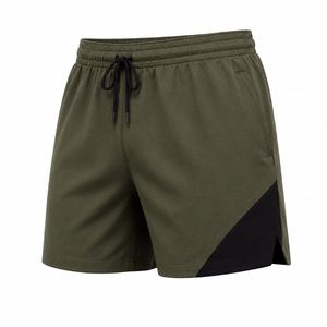 Shorts pour homme en coton 100% écologique bleu marine, à séchage rapide, avec taille élastique et poches latérales, vêtements de sport décontractés - Product Image 2