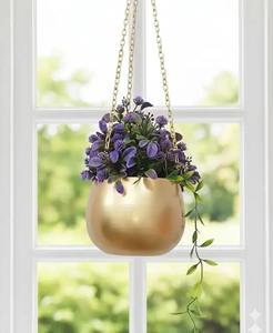 Jardinière murale triple en métal doré de luxe, pots de plantes suspendus pour l'intérieur, jardin vertical, décoration d'intérieur - Product Image 2