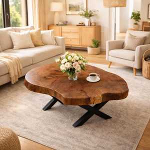 Handcrafted Modern Natural Antique <b>Epoxy</b> Log Wood <b>Coffee</b> <b>Table</b> Solid Design Durable for Small Apartment Living Room Home Use - Product Image 6