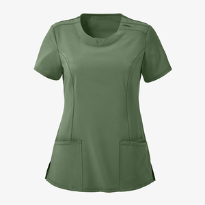 Hauts de blouse en polyester tricoté pour femmes 2026, couleur et logo personnalisés, manches courtes, confortables, pour usage hospitalier, détection des aiguilles, vente en gros - Product Image 2