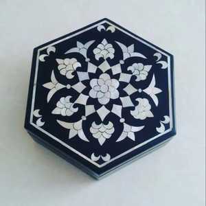 Handcrafted Carved Sheesham Wood Jewelry <b>Box</b> Brass Inlay Floral Design Keepsake Organizer Storage Chest with <b>Secure</b> Latch Lock - Product Image 5