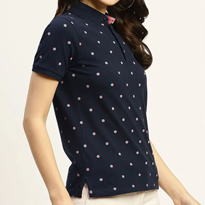 Polo de Mujer, Manga Corta, Informal, Tejido Transpirable, Largo Regular, 100% Algodón, Estampado - Product Image 4