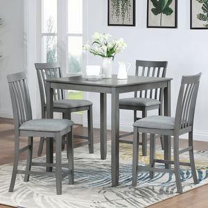 Small Space <b>Kitchen</b> Dining <b>Table</b> 4 Person Counter Height Gray <b>Square</b> <b>Table</b> for Home ONLY <b>TABLE</b> - Product Image 2