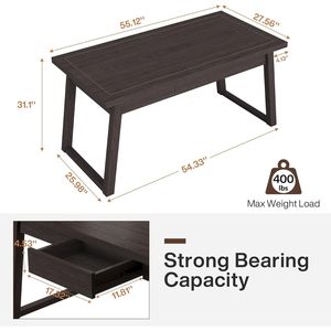 Scrivania Direzionale in Legno Stile Mid-Century Modern da 55 Pollici, Tavolo da Studio per Ufficio Domestico con Cassetto per PC Portatile, Design Rustico - Product Image 5