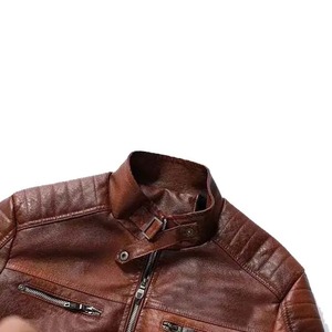 High Quality Men's Biker Styles <b>Winter</b> <b>Jacket</b> Stand Collar Leather Canvas Fabric High Street Fashion OEM Service <b>jacket</b> for men - Product Image 5