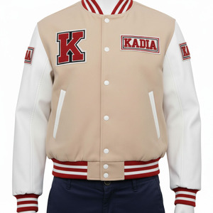 เสื้อแจ็คเก็ตกราฟฟิตีสำหรับผู้ชาย เสื้อแจ็คเก็ตเบสบอล เสื้อแจ็คเก็ต Varsity Letterman คุณภาพสูง เสื้อแจ็คเก็ตคอตั้ง Varsity สำหรับผู้ชาย - Product Image 2
