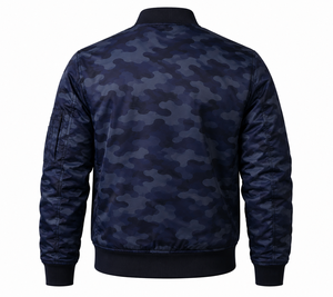 Men's Custom <b>Camouflage</b> Bomber Jacket Premium Flight Jacket with Rib Knit Collar Cuffs and Hem Lightweight Tactical Casual Wear - Product Image 3