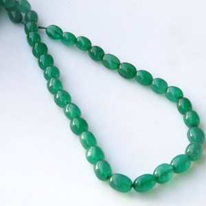 Perles ovales lisses en jade vert naturel, perles de pierres précieuses, fabrication de bijoux, pierres en vrac de haute qualité - Product Image 2