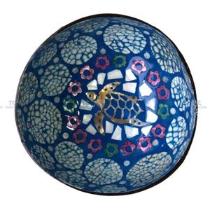 Tazón Artesanal de Coco Ecológico al Mejor Precio, el Más Vendido, con Incrustaciones de Concha de Perla y Patrón de Tortuga y Flores, Ideal para Regalos - Product Image 1