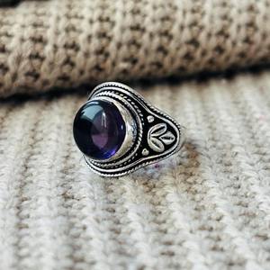 Tribal Fleur de lis Amethyst Brass <b>Ring</b> Oxidized Silver Plated <b>Statement</b> Wholesale <b>Ring</b> For Women - Product Image 6