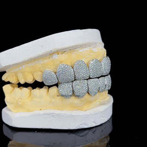 Grillz Micro-Pavé Moissanite, Ensemble Complet de Capuchons Dentaires en Argent Sterling 925, Style Iced Out, Unisexe, Bijoux Dentaires Tendance pour Soirées en Boîte de Nuit - Product Image 4