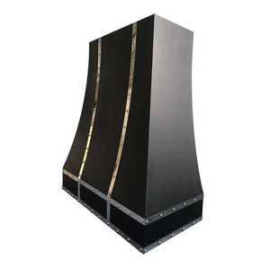 Hotte de cheminée murale noire en acier inoxydable avec bande et rivets en acier inoxydable - Product Image 4
