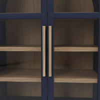 Vitrine rectangulaire en bois de caoutchouc, MDF et placage de chêne, écologique, avec portes à volets, 4 compartiments, mobilier moderne pour la maison