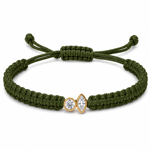 Pulsera de Macramé Azul Marino Chapada en Oro de 14K con Diamantes CVD Cultivados en Laboratorio, Diseño de Corte Marquesa, Estilo Clásico, Cordón Ajustable - Product Image 4
