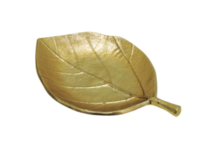 Bandeja Decorativa de Aluminio con Forma de Hoja Dorada, Plato Moderno para Aperitivos, Adorno para Mesa de Comedor - Product Image 1