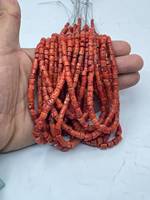 Perles de corail rouge italien lisses Heishe en forme de pièce de monnaie, brin de 16 pouces, 4-5 mm, certifiées par un tiers pour la fabrication de bijoux en gros