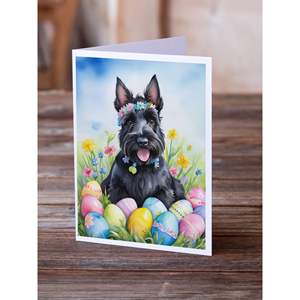 Scottish Terrier <b>Easter</b> Egg Hunt Whimsical A7 Greeting <b>Cards</b> <b>Pack</b> of 8 Blank Note <b>Cards</b> with Envelopes 5x7 Size - Product Image 2