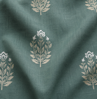Bio-Kammgarn-Baumwoll-Leinen-Mischgewebe mit Vintage-Blumenmuster - Umweltfreundlicher Antibakterieller Stoff in Mittlerer Stoffstärke