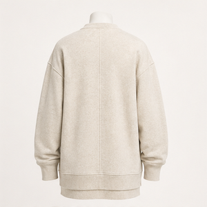 Sudadera Personalizada de Algodón Texturizado para Hombre, Modelo Oversized Longline Wide Rib Crewneck Pullover, MCRW-0046 - Product Image 2