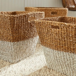 Set of 3 seagrass <b>baskets</b> in 2 colors Handmade <b>Storage</b> <b>Basket</b> Wholesale eco-friendly Made in Vietnam - Product Image 4