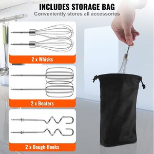 Frullatore Elettrico Portatile Digitale a 5 Velocità 200W con Turbo Boost, Frusta e Ganci per Impastare, con Contenitore - Product Image 4