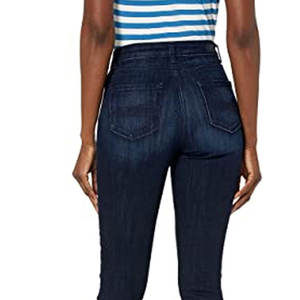 Jeans en denim streetwear pour femmes avec logo personnalisé, taille haute, jambe large, décontracté, mode, bleu, pour dames, vente en gros OEM ODM - Product Image 6
