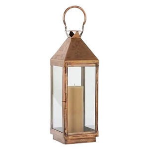 Vintage Style Copper <b>Candle</b> Lantern Home Decorative Metal <b>Hanging</b> Lantern for Weddings Christmas-Glass Material at Low Price - Product Image 1