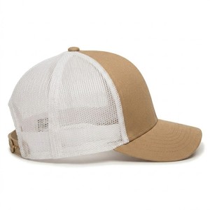 Casquette de baseball légère d'été avec logo personnalisé, kaki et blanc, style camionneur, visière incurvée classique, dos en maille, fermeture à pression réglable - Product Image 2