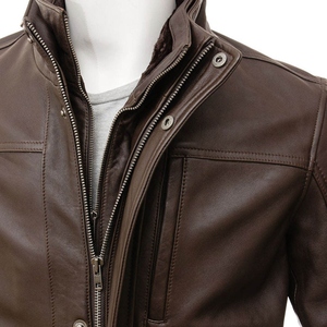 Veste en cuir pour homme, best-seller, mode streetwear hiver, imperméable, coupe-vent, respirante, unie, avec fermeture éclair, personnalisable - Product Image 3