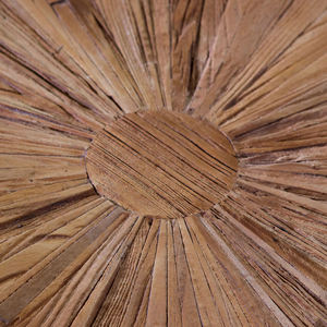 Mesa de comedor de teca recuperada con diseño suizo ovalado, acabado dorado y patas plegables tipo araña para el hogar, oficina y hoteles. - Product Image 6