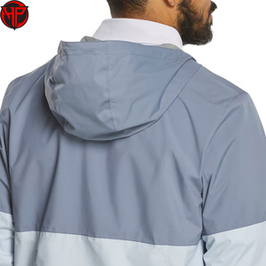 Veste coupe-vent pour homme, à blocs de couleur, avec capuche, fermeture éclair sur le devant, logo, tissu tricoté, légère, décontractée, pour l'hiver, pour l'extérieur - Product Image 2