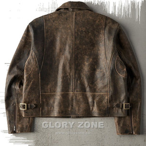 เสื้อแจ็คเก็ตหนังแท้สไตล์วินเทจสำหรับผู้ชาย Glory Zone รุ่น Heavyweight Biker Bomber เหมาะสำหรับฤดูหนาว ไซส์ 24 - Product Image 3