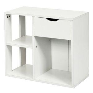 Comodino Moderno Rustico a 3 Ripiani con Ripiano Portaoggetti e Cassetto in MDF per Camera da Letto e Hotel - Product Image 4