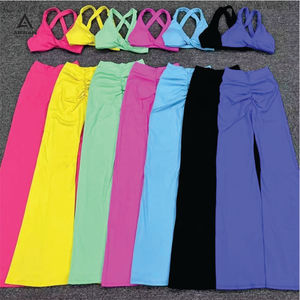 AIFRAN SPORTS Mono de yoga y gimnasio para mujer, verde, sin costuras, de cintura alta, elástico, con espalda cruzada y fruncido en los glúteos, de longitud completa - Product Image 6