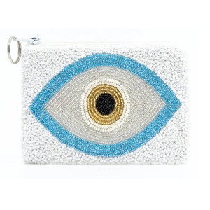 Monedero pequeño de lujo ecológico con cuentas blancas y amarillas, cierre de cremallera, para llaves, tarjetas, brillo labial y joyas, ideal como regalo. - Product Image 6