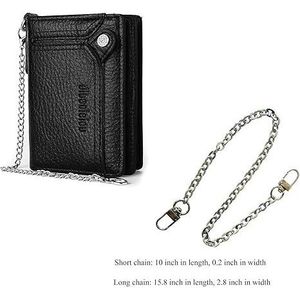Portafoglio Bifold da uomo antifurto in ecopelle con cerniera a catena portamonete con doppia protezione regalo - Product Image 4