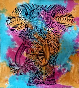 Tapiz Bohemio con Diseño de Elefante, Arte Mural Abstracto, Impresión en Tela, Decoración de Interiores, Forma Rectangular, Alta Calidad, Pieza Única - Product Image 1