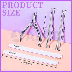 Stainless Steel Professional <b>Nail</b> Care <b>Kit</b> with Cuticle Nipper Cuticle Pusher <b>Nail</b> Cleaner Emery Boards-Durable & Portable - Product Image 2