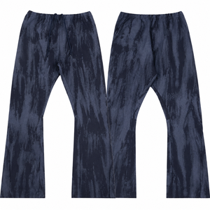 Men's <b>Tie</b> <b>Dye</b> Flare Pants Elastic Waist Drawstring Casual Autumn Cotton Breathable Knitted Midweight Flared Pants Baggy <b>Trousers</b> - Product Image 3