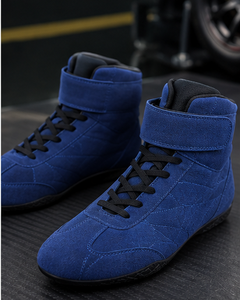Chaussures de course sportives bleues en cuir véritable, hauteur cheville, semelle extérieure en caoutchouc, fermeture auto-agrippante, respirantes, légères, toutes saisons - Product Image 5