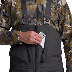 Salopette de chasse et de pêche pour hommes, imprimé camouflage, avec poches doubles zippées sur la poitrine, poches cargo à rabat et fermeture éclair intégrale sur le devant - Product Image 4