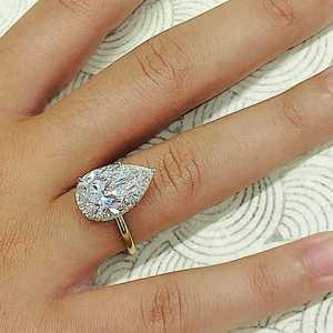 Anillo de Diamantes de Corte Pera de 6 Quilates, Cultivado en Laboratorio, Certificado por IGI, Oro Amarillo de 14K, Color F, Claridad VS1, Joyería Fina para Mujer, Diseño de Lujo - Product Image 2