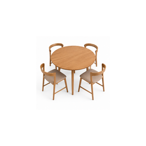ARTERRA Premium <b>Round</b> Wooden <b>Dining</b> Room <b>Set</b> <b>Table</b> and <b>4</b> Chairs Modern <b>Dining</b> Furniture <b>for</b> Home Restaurant - Product Image 2