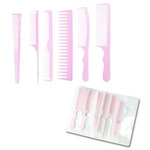 Ensemble de 6 peignes à cheveux personnalisés avec logo, très vendus, vert néon, rose, blanc, écologiques, peignes professionnels pour barbier avec sac transparent en PVC - Product Image 2