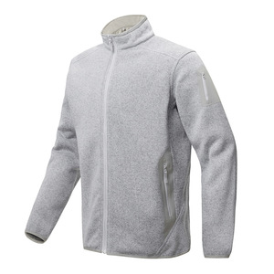 Stand-Up Collar Fleece Jacket <b>for</b> <b>Men</b> Women Winter Sporty Casual Knit <b>Cardigan</b> Sweatshirt Zipper Closure Front Logo - Product Image 3