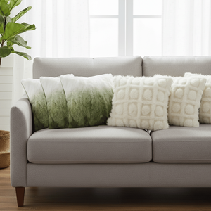 SOGA 6pc 45cm Luxury Decorative <b>Pillows</b> for <b>Sofa</b> and Bed-Cream Pom-Pom Grid and Ombre Faux Fur Throw Pillowcases - Product Image 3