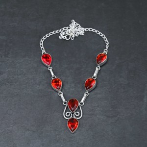 Collier personnalisé en argent sterling 925 fait main avec pierre précieuse grenat rouge pour femme, bijoux inspirés de la foi pour les mariages - Product Image 2