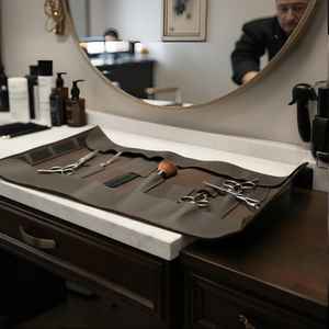 Étui professionnel pour ciseaux de barbier en cuir véritable, protection anti-odeur, ceinture ajustable, étui multifonction pour barbier - Product Image 2